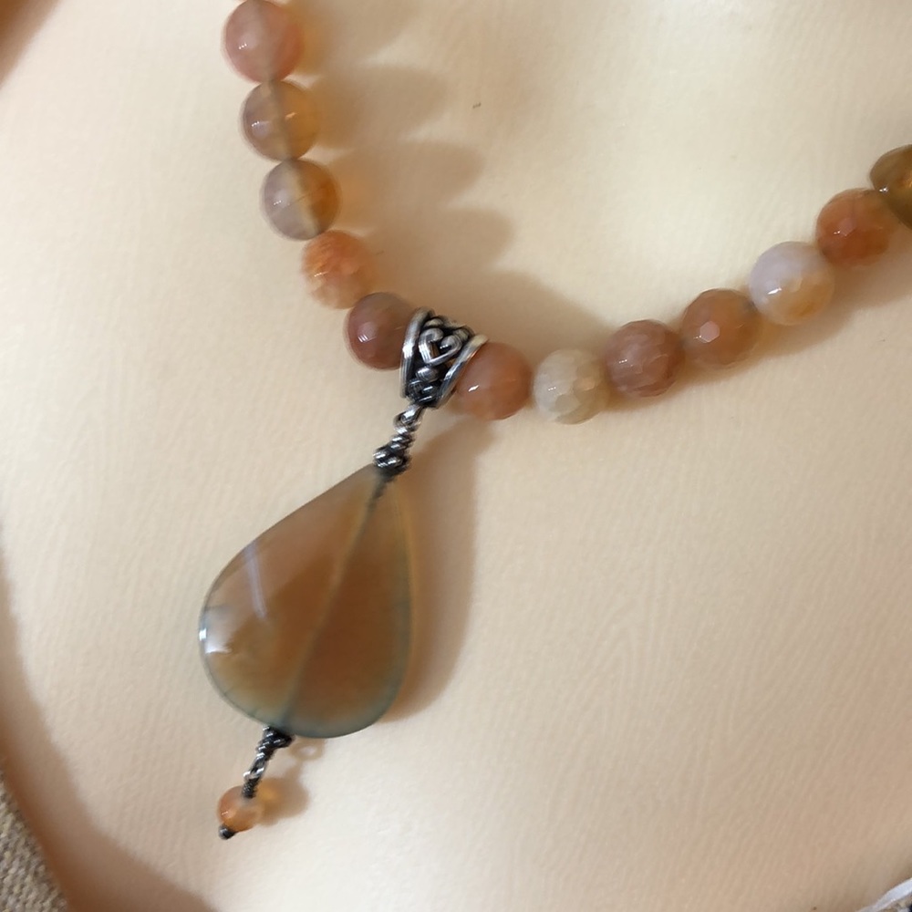 Facet carnelian natural stones necklace - Picture 2 of 7